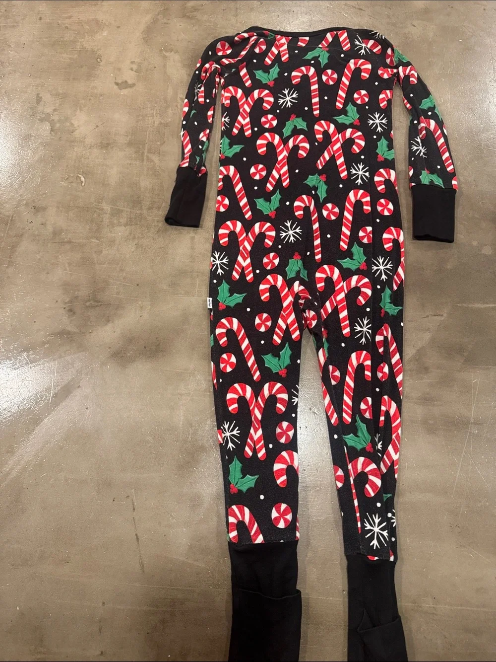 Little Sleepies merry Mints Black Candy Cane Print Footie Pajamas
